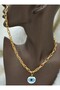 Evil eye necklace - gold color -