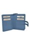 Blue Genuine Leather Double Folded Wallet with Snap Fasteners Vertical Sports Model Women's Wallet // 9741-Blue - 3
