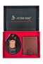 Tan Genuine Leather Belt and Wallet Gift Set with Special Box (Groom's Pack and for Special Occasions) - 2