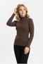 Women's Turtleneck Ribbed Camisole Fabric Stretchy Lycra Long Sleeve Casual Stylish Blouse - 2