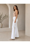 White Lycra Spanish Flare High Waist Pants Stretch Jeans - 4