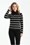 Women's Striped Degaje Collar Stretchy Twill Fabric Blouse - 3