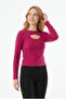 Women's Chest-Cut Ribbed Camisole Fabric Long Sleeve Blouse - 3