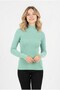 Women's Half Turtleneck Ribbed Flexible Lycra Long Sleeve Stylish Knitwear Sweater - 2