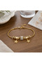 Gold Color Dangle Figure Detailed 316L Stainless Steel Women's Bracelet - 3