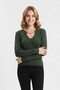 Women's Chain Detailed V-Neck Stretchy Ribbed Camisole Fabric Long Sleeve Stylish Blouse - 3