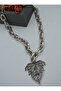 Leaf Figured Necklace - Silver Color - - 2