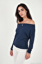 Madonna Collar Bat Sleeve Knitwear Blouse Women's Bluz 5866892 - 4