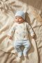 Tinypaws 100% Cotton 3-Piece Baby Boy Set - Teddy Bear Patterned Kimono Bodysuit, Pants with Booties, and Beret