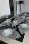 American-Style, 1 Runner and 6 Placemats Dinnerware Set, Tablecloth Set, Serving Set - Gray