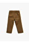 Buttoned Gabardine Fabric Cotton Carrot Cut Trousers - 2