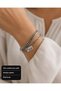 316L Stainless Steel Double Chain Look Plate Detailed Women's Bracelet