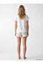 Crew Neck Printed Women's Shorts Pajama Set - 4