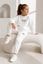 Unisex Kz - Boy's Three-Thread Ribbed White 2-Piece Set Sweatshirt & Sweatpants