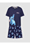 Ozmarka New Season Navy Blue Printed Women's Shorts Pajama Set - 5
