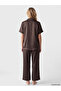 Özmarka New Season Brown Polka Dot Women's Satin Pajama Set - 4