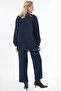 High Collar Sweatshirt Navy Blue - 5