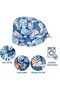 Working Cap, with Button and Sweatband, 6 Pack Cotton Printed Adjustable Bouffant Tie Back Hats for - 5