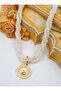 Half Gold Necklace - White - - 2