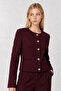 Gold Buttoned Woven Jacket-Pants Set Laz0014 Mürdüm