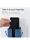 Wall-Mounted Phone Holder and Charging Dock, No-Drill Remote Control Organizer Box, Adhesive Mobile - 5