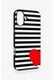 iPhone 16 Plus Compatible Striped Red Heart Pattern Silicone Case - 3