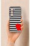 Oppo A5 5g Compatible Striped Red Heart Pattern Silicone Case - 4