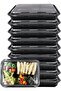 Durable Food Storage Containers with Lids, Reusable Plastic Meal Prep Boxes, Airtight Fridge & Freez