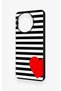 Realme 11 Compatible Striped Red Heart Patterned Silicone Case - 3
