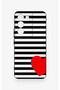 Vivo V30 Lite Compatible Striped Red Heart Pattern Silicone Case - 2