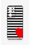 Samsung S21 Ultra Compatible Striped Red Heart Pattern Silicone Case - 3