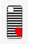 Realme C11 2021 Compatible Striped Red Heart Pattern Silicone Case
