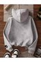 Girl's Drink and Cats Printed Hooded Gray Sweatshirt - 3
