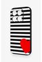 Mi 17 5g Compatible Striped Red Heart Pattern Silicone Case - 3