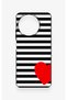 Realme 11 Compatible Striped Red Heart Patterned Silicone Case
