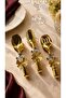 Butterfly Detailed Gold Tongs Set 3 Pieces