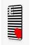 Samsung A23 Compatible Striped Red Heart Patterned Silicone Case - 4