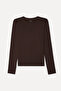 Women's Brown Crew Neck Long Sleeve T-Shirt