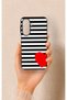 Samsung A27 Compatible Striped Red Heart Patterned Silicone Case