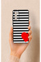 Samsung S20Fe Compatible Striped Red Heart Patterned Silicone Case