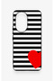 Honor 200 5g Compatible Striped Red Heart Pattern Silicone Case