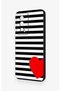 Poco F5 Pro Compatible Striped Red Heart Pattern Silicone Case - 3
