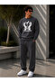 Men's Freedom Printed Crew Neck Regular Fit Men's Tracksuit Set / Straight Leg Bottom