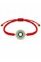 Red Braided Zircon Stone, Hollow Center, Round Evil Eye Motif, Gold Detailed Adjustable Women's Bracelet - 2