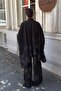 Women's Black Metal Belt Detailed Oversize Bat Sleeve Blouse Palazzo Pants Set - 5