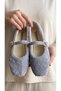 Women's Gray Rabbit Fur Buckle Casual Ballerinas 1 cm Byndtav01