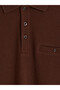 Özmarka New Season Brown Polo Collar Men's Sweatshirt - 5