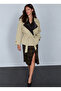 Beige Belted Trench Coat with Leather Detail - 1115