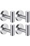 Wall Towel Hooks, 4 Pack Silver Heavy Duty Stainless Steel Hooks, Space Saving Bathroom Rob