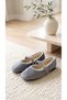 Women's Gray Rabbit Fur Buckle Casual Ballerinas 1 cm Byndtav01 - 8